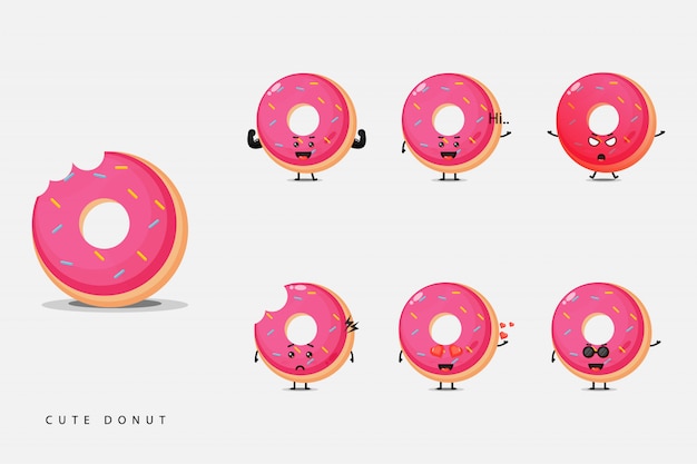 Vector set de mascota postre lindo