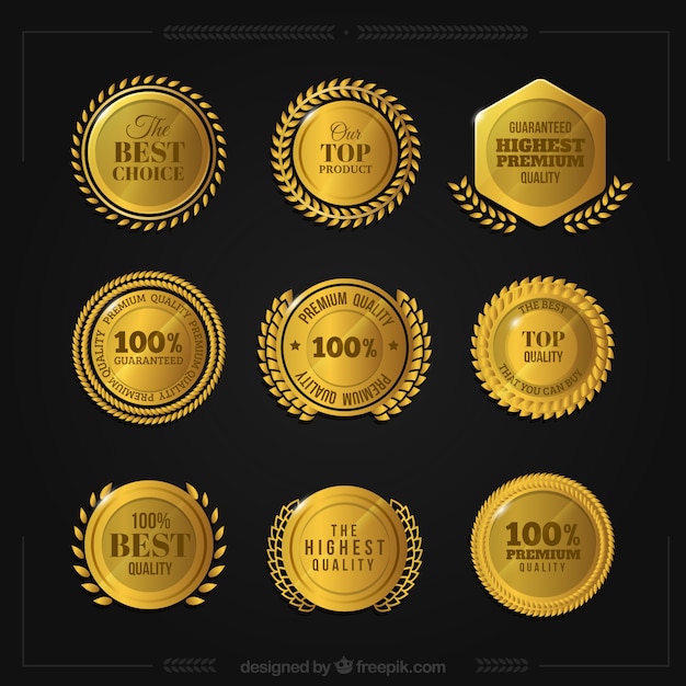 Vector set de medallas doradas