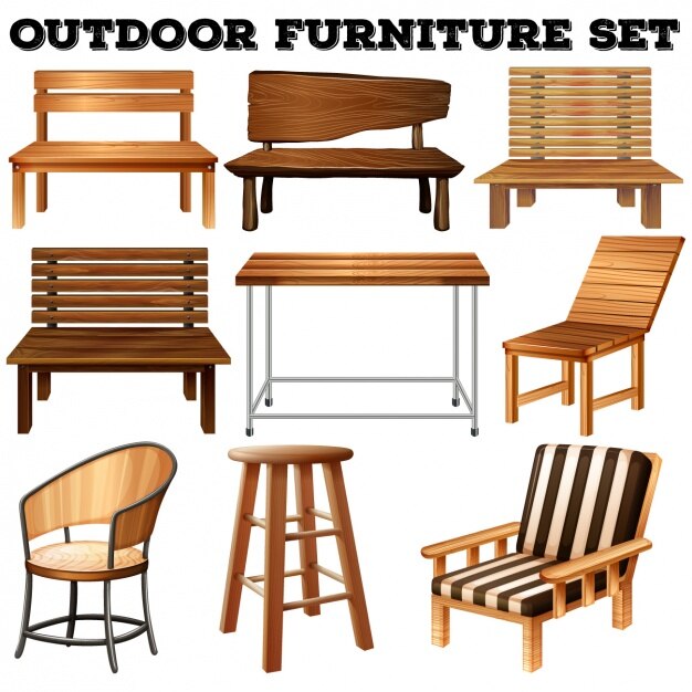 Vector set de mobiliario de exteriores