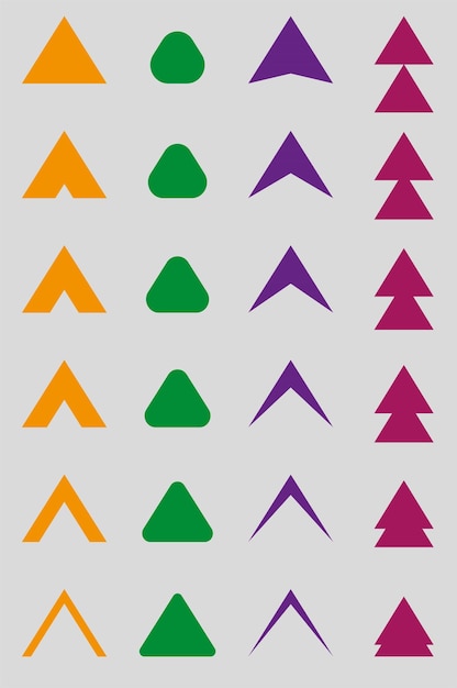 Set de modernas flechas de colores en diseño plano