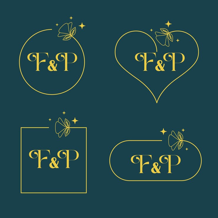 Vector set de monogramas modernos con las letras f y p minimalistas
