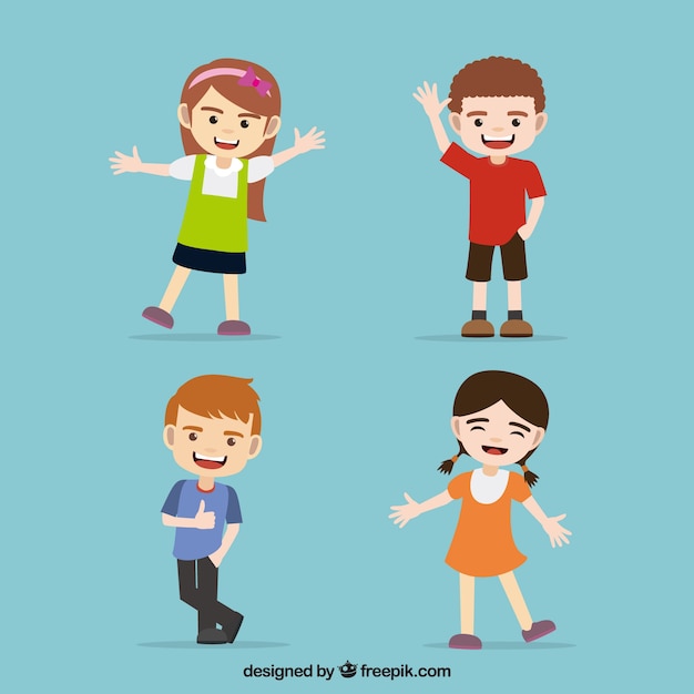 Vector set de niños felices