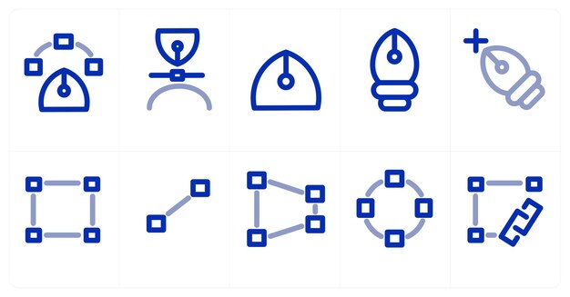 a set of 10 micro icons as bezier tool bezeir curves