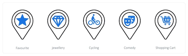 A set of 5 mix icons as favorite jewellery cycling