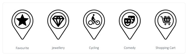 A set of 5 mix icons as favorite jewellery cycling