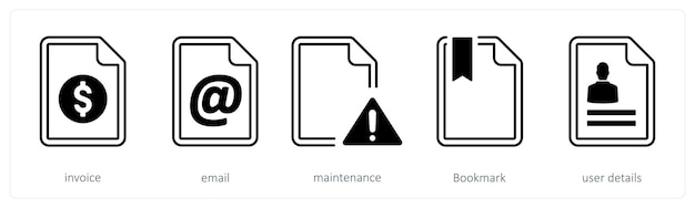 A set of 5 mix icons as invoice email maintenanc