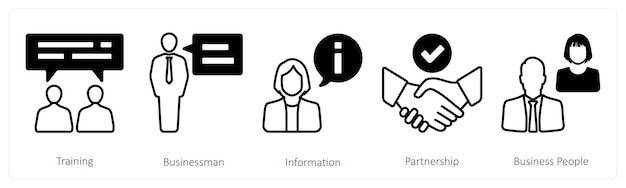 A set of 5 mix icons as training businessman information