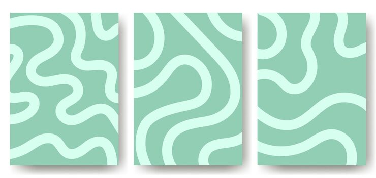 Set of backgrounds with abstract light lines on blue background Pattern in the form of waves curls Smooth graphic elements modern objects from vector abstract lines Striped background