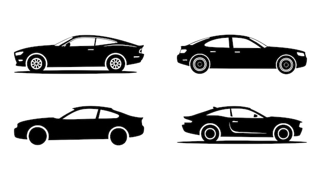Set of car icons A vector icon illustration of a sleek black car icon