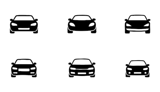 Set of car icons a vector illustration showcasing six black car icon