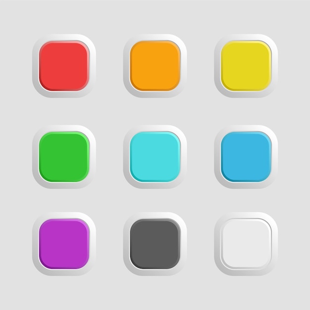 Set of colorful empty button with rounded corners for web design mobile app or user interface