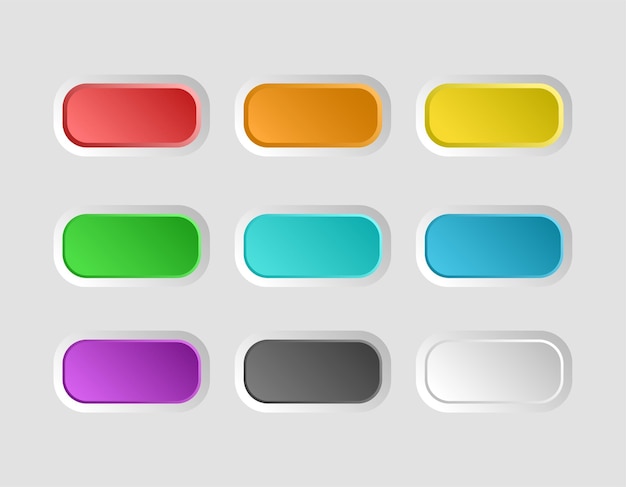 Set of colorful empty button with rounded corners for web design mobile app or user interface