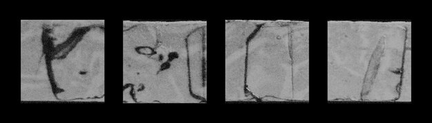 Set of distressed monochrome backgrounds with noise texture featuring square shapes and various patterns suitable for design and artistic projects