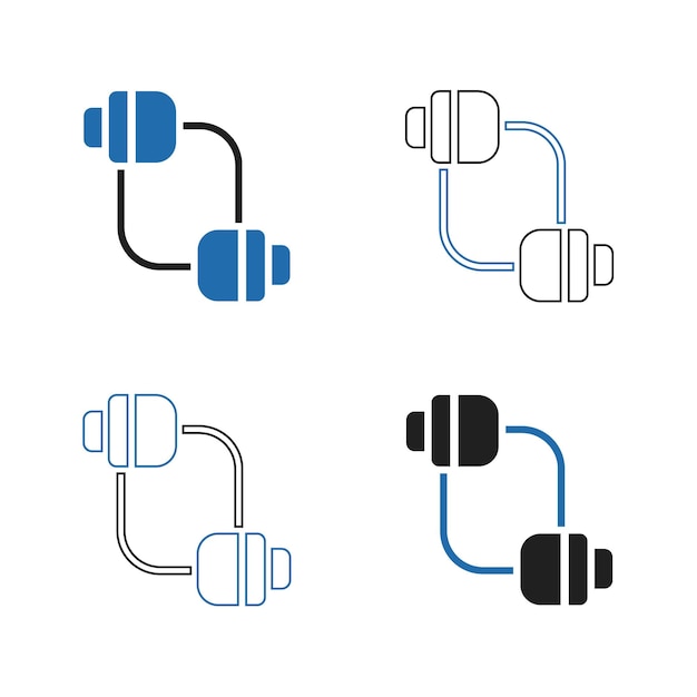 Set of four stylized icons representing data connection and network nodes in different color schemes