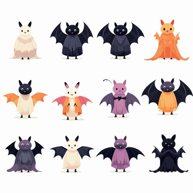 Vector set_of_funny_halloween_bats_in_different_poses