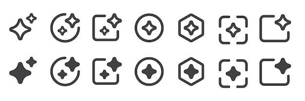 Set of Generate AI user interface icon Artificial intelligence sign AI enters by command prompt to generate ideas AI star and sparkle Icon element for apps and websites Vector illustration
