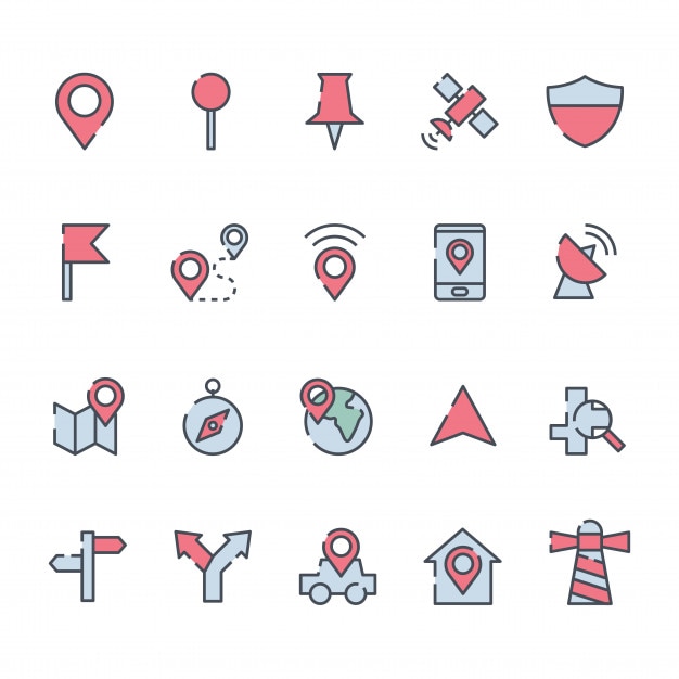 Set of map location icon vector