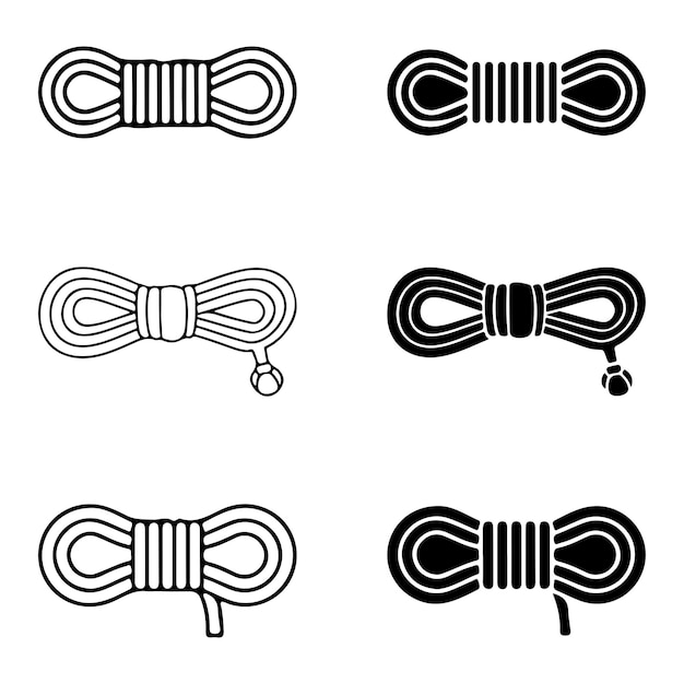 Set of mountaineering rope icons perfect for outdoor gear design