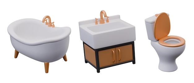 Set of realistic plumbing fixtures on white background
