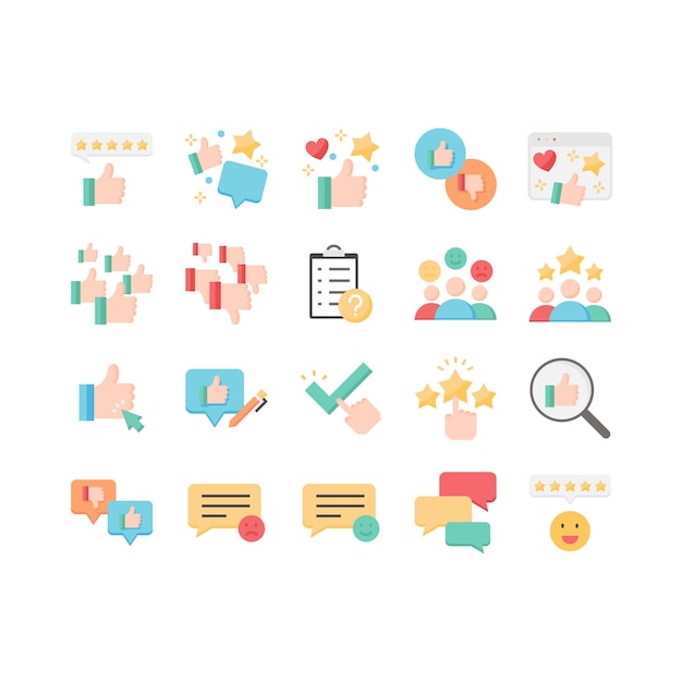 set of review icons feedback customer experience