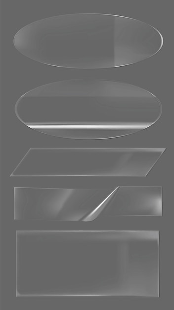 Set of transparent glass textures featuring oval and rectangular shapes Glass textures