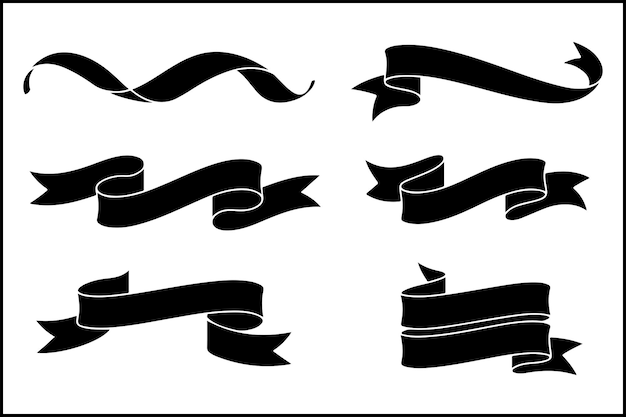 Set of Vintage Ribbon Labels Silhouette