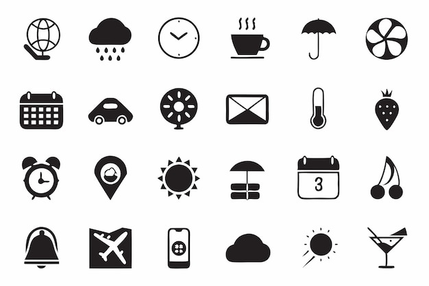 Set of Weather Time and Miscellaneous Icons