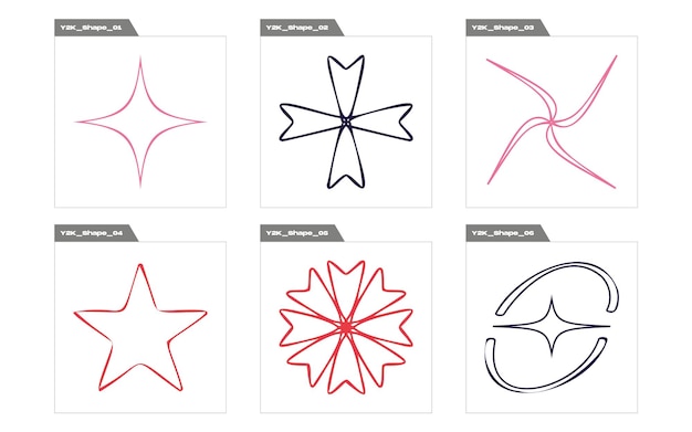 Set of Y2K style vectors of objects Large set of retro objects for design Modern abstract forms