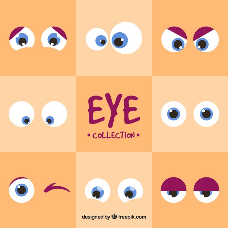 Vector set de ojos redondos animados