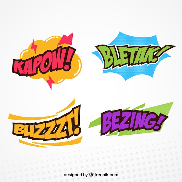 Vector set de onomatopeyas de comic