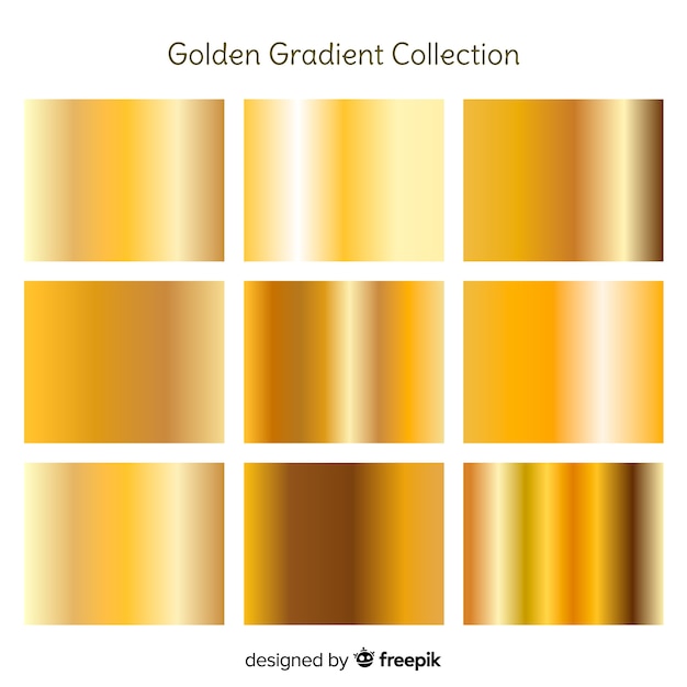 Vector set oro degradado textura metálica