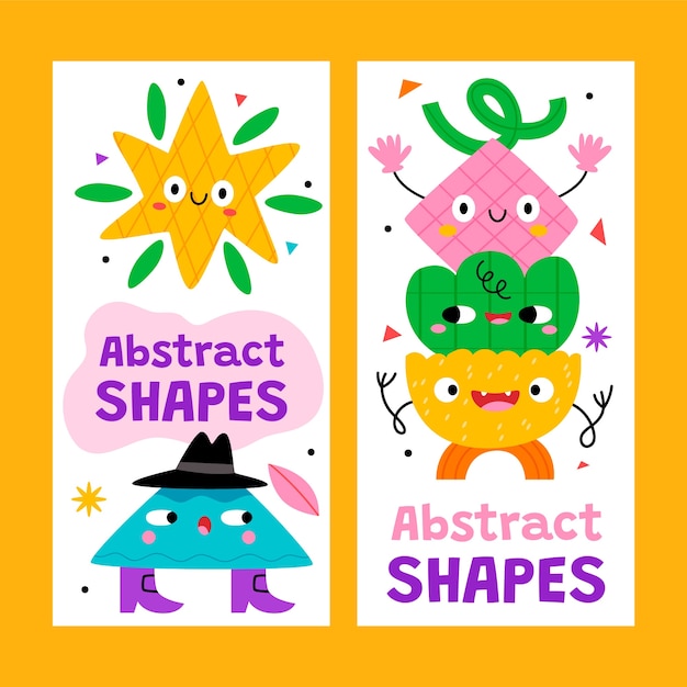 Set de pancartas de emociones de personajes abstractos planos