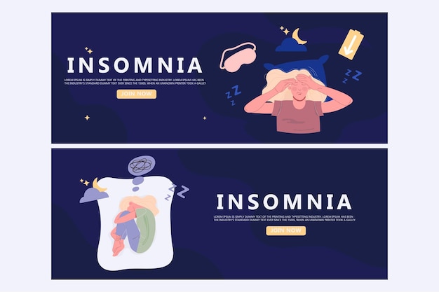 Set de pancartas para el insomnio Salud mental