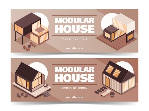 Set de pancartas modulares para el hogar en estilo isométrico