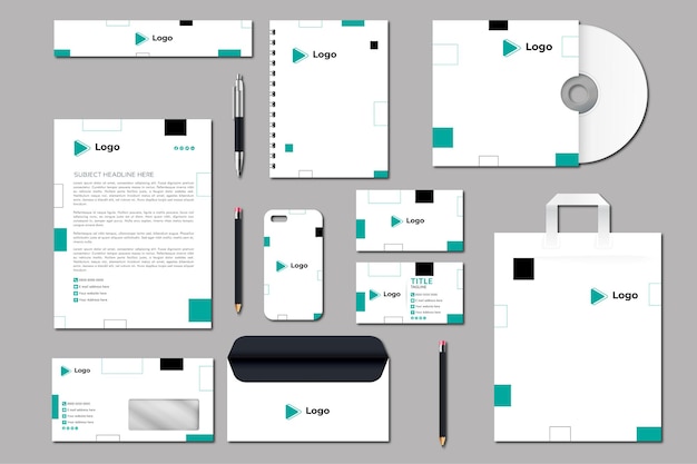 Set de papelería profesional azul moderno