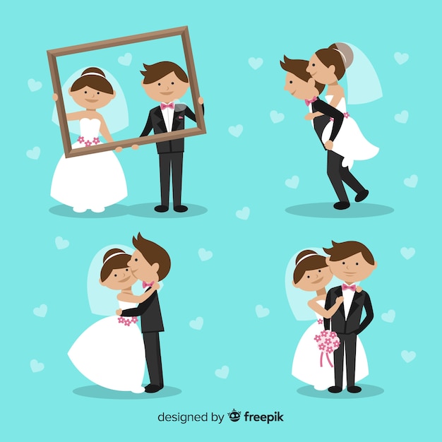 Vector set de pareja de novios