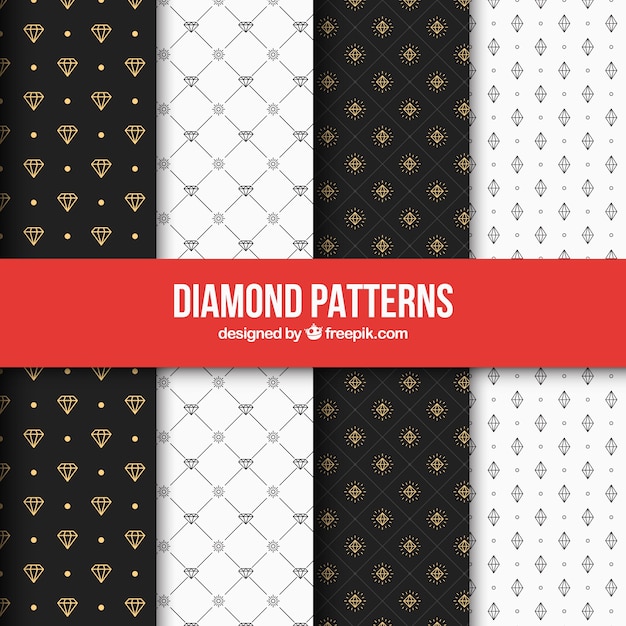 Vector set de patrones elegantes de diamantes