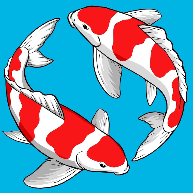 Vector set de peces kohaku koi para pack premium