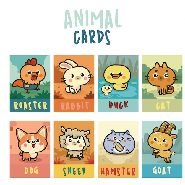 Set de pegatinas colección kawaii card con lindos animales