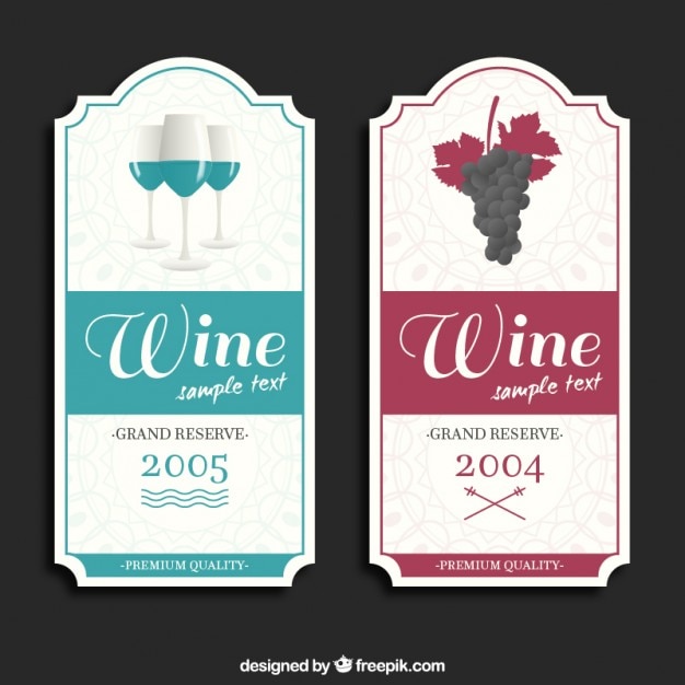 Vector set de pegatinas elegantes de vino