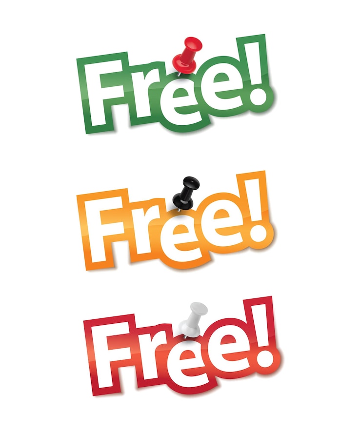 Vector set de pegatinas gratis fijado con chincheta.