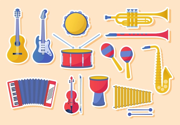 Set de pegatinas de instrumentos musicales