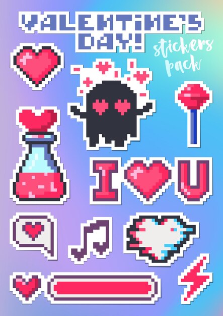 Set de pegatinas para San Valentín