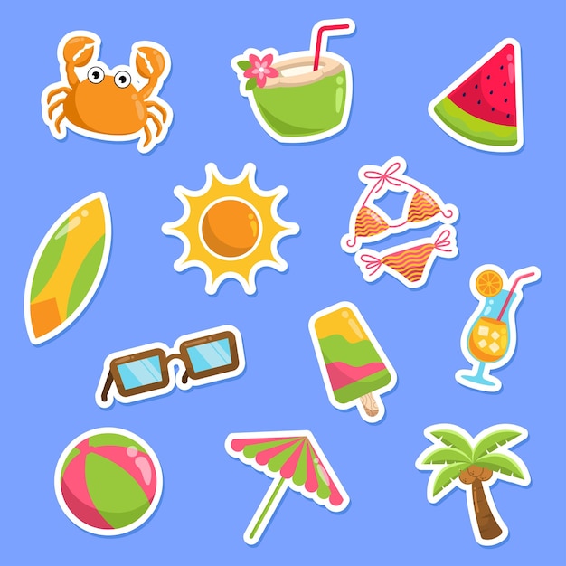 Vector set de pegatinas de verano