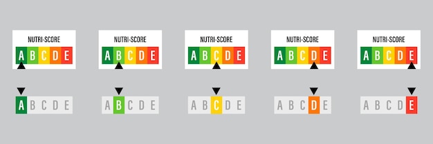 Vector set de pegatinas verticales nutri score