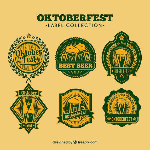 Vector set de pegatinas vintage de cerveza de oktoberfest