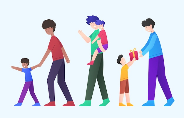 Set de personajes para el Día del Padre y la Actividad del Hijo