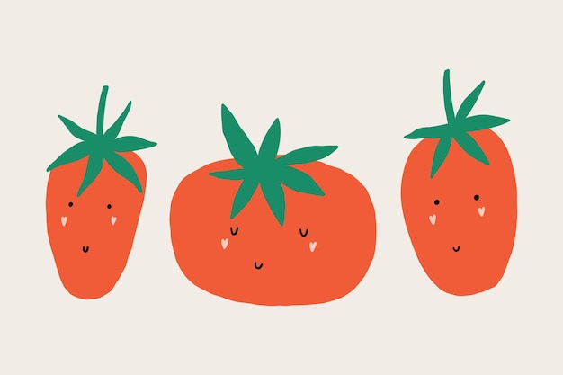 Set de personajes de dibujos animados de tomate