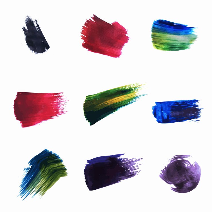 Vector set de pinceles de colores hechos a mano
