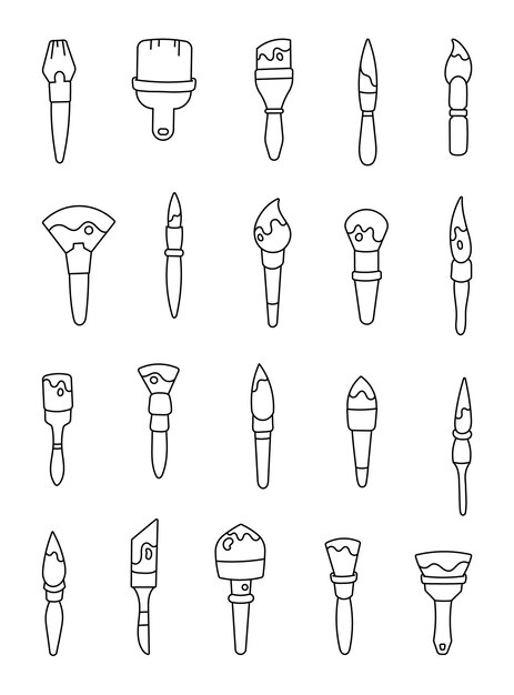 Set de pinceles con varias ilustraciones